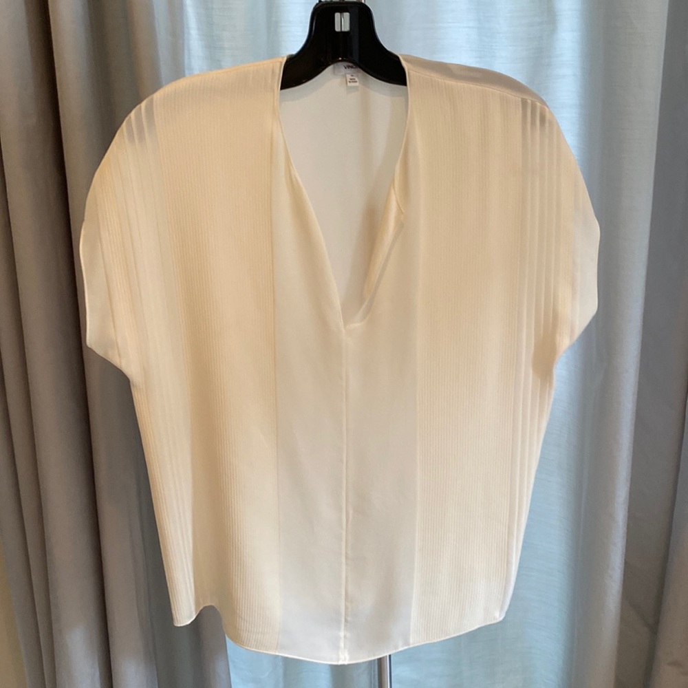 Vince cream flowy blouse with pleating